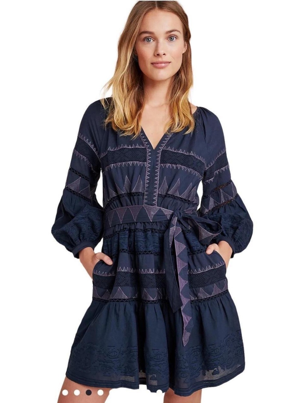 Anthropologie Skye Embroidered Mini Dress - S